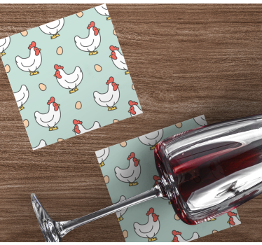 Modern coasters with chickens and eggs design - TenStickers