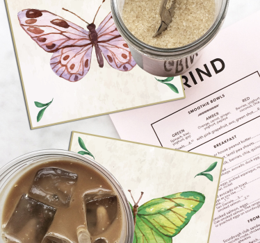 Modern coasters with colorful butterfly design - TenStickers