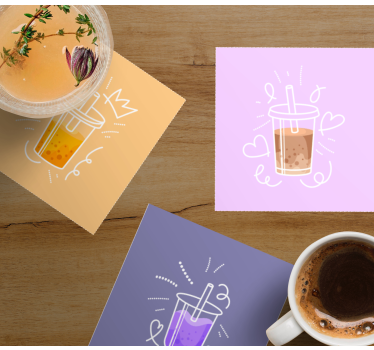 Modern coasters with colorful drink illustrations - TenStickers