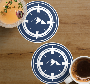Modern coasters with compass and mountain design - TenStickers