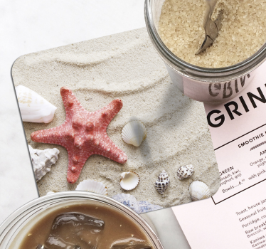 Modern coasters with starfish and seashell design - TenStickers