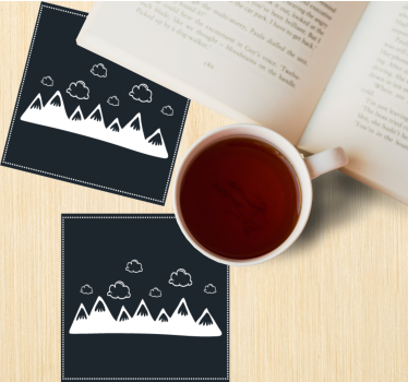 Mountain silhouette with clouds coasters - TenStickers