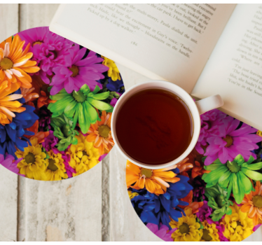 Multicolor daisies modern drink coaster - TenStickers