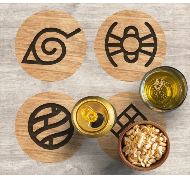 Naruto wooden pattern geeky coasters - TenStickers