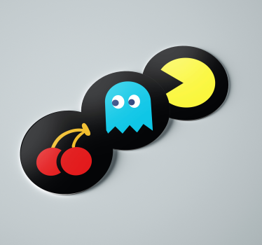 Pac Man game set geeky coasters - TenStickers