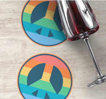 Pastel rainbow peace symbol retro coasters - TenStickers