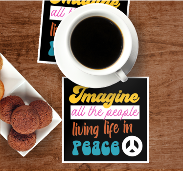 Peace symbol with John Lennon  retro coasters - TenStickers