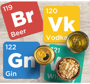 Periodic table alcohol retro coasters - TenStickers