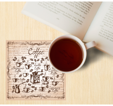Personalizable coasters coffee types illustration - TenStickers
