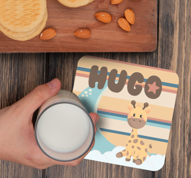 Personalizable coasters cuddly giraffe design - TenStickers