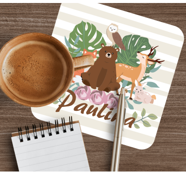 Personalizable coasters cute animal gathering - TenStickers