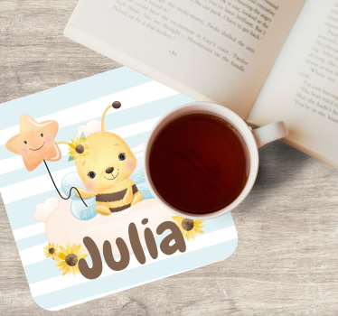 Personalizable coasters cute bee with star - TenStickers