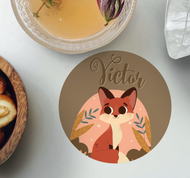 Personalizable coasters cute fox design - TenStickers