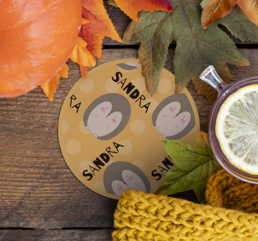 Personalizable coasters cute hedgehog design - TenStickers