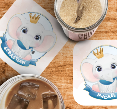 Personalizable coasters elephant character portraits - TenStickers