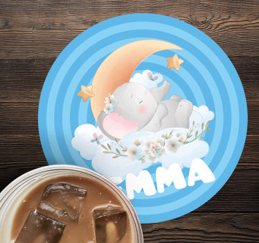 Personalizable coasters elephant moon stars - TenStickers