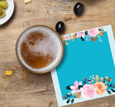 Personalizable coasters floral accent rectangle - TenStickers
