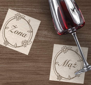 Personalizable coasters floral frame monogram - TenStickers