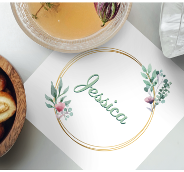 Personalizable coasters floral name customization - TenStickers