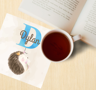 Personalizable coasters hedgehog with brown font - TenStickers