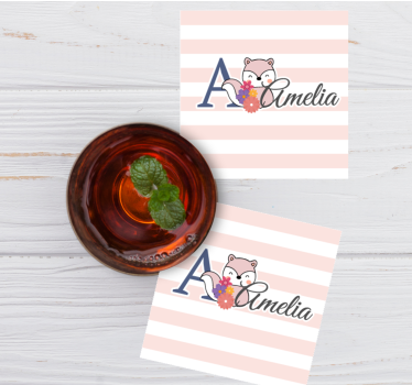 Personalizable coasters personalized fox illustration - TenStickers