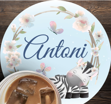 Personalizable coasters personalized zebra illustration - TenStickers