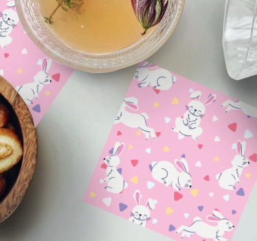 Personalizable coasters playful bunny designs - TenStickers