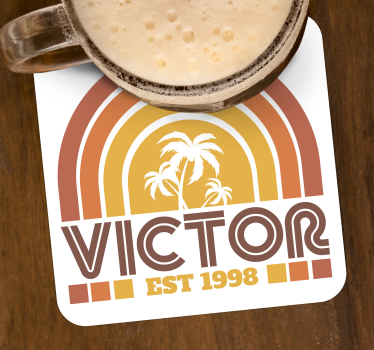 Personalizable coasters retro palm trees design - TenStickers