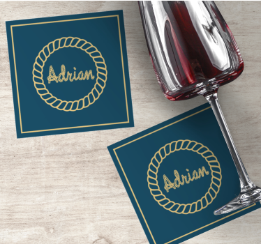 Personalizable coasters rope circle monogram - TenStickers