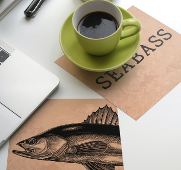 Personalizable coasters seabass illustration art - TenStickers