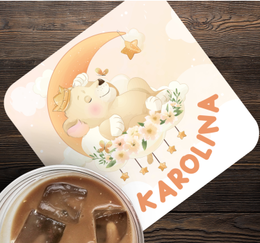 Personalizable coasters sleeping bear with stars - TenStickers
