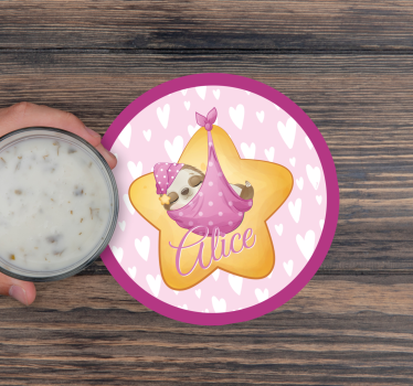 Personalizable coasters sleeping sloth with star - TenStickers