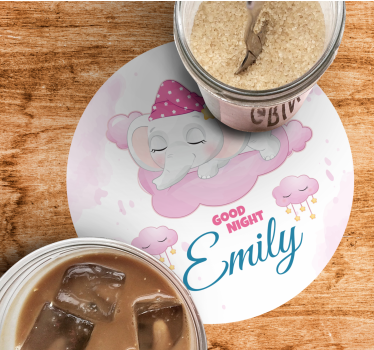 Personalizable coasters sleepy elephant design - TenStickers