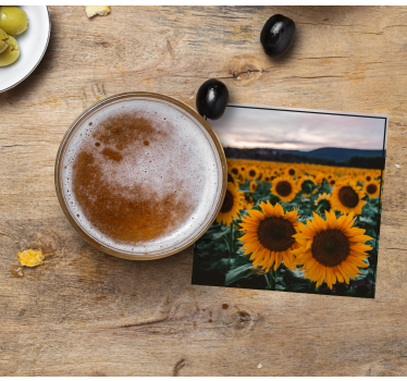 Personalizable coasters sunflower field image - TenStickers