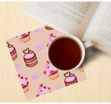Personalizable coasters sweet cupcake design - TenStickers