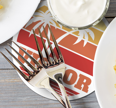 Personalizable coasters tropical sunset with palm trees - TenStickers