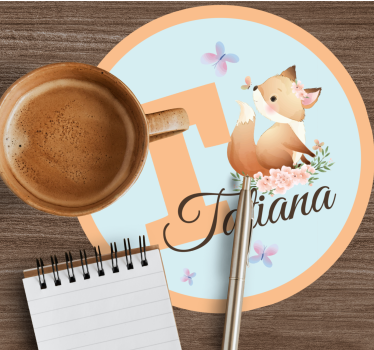 Personalizable coasters whimsical fox design - TenStickers