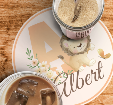 Personalizable coasters whimsical lion design - TenStickers