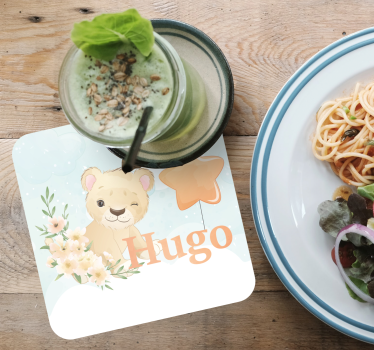 Personalizable coasters whimsical lion with star - TenStickers