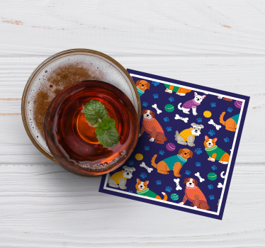 Personalizable coasters with colorful dog designs - TenStickers
