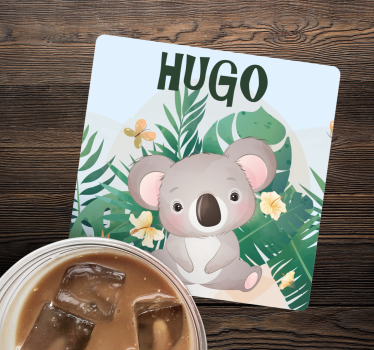 Personalizable coasters with cute koala art - TenStickers
