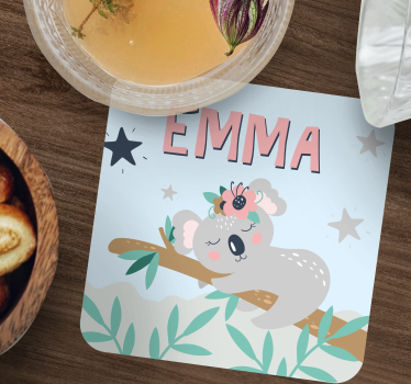 Personalizable coasters with cute koala illustration - TenStickers