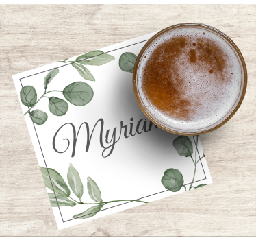 Personalizable coasters with elegant leaf design - TenStickers