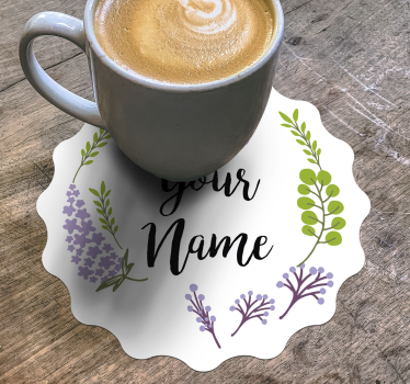 Personalizable coasters with floral design - TenStickers