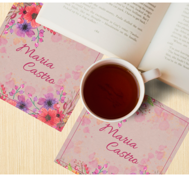 Personalizable coasters with floral designs - TenStickers