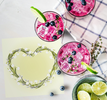 Personalizable coasters with heart floral design - TenStickers