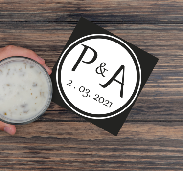 Personalizable coasters with monogram initials pairing - TenStickers