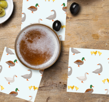 Personalizable coasters with playful duck designs - TenStickers