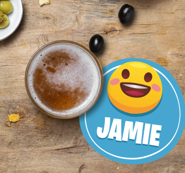 Personalizable coasters with smiley face design - TenStickers