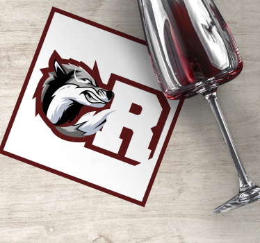 Personalizable coasters wolf crest monogram - TenStickers
